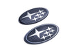 Molded Innovations Front And Rear Subaru Emblem Kit Carbon Fiber Overlay w/ Star Logo 2015-2021 WRX / 2015-2021 STI - MI15-FRCBN-BK/RD - Subimods.com