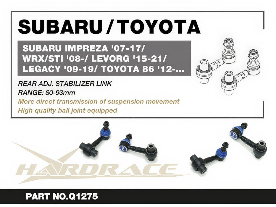 Hardrace Rear Adjustable Stabilizer Link Fits Most Subaru Models