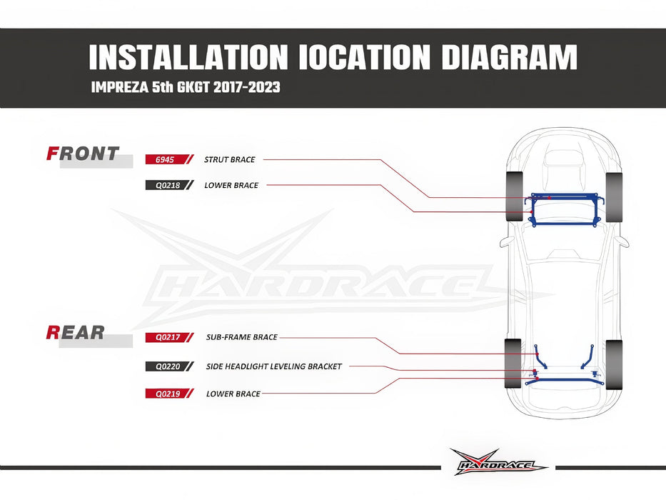 Hardrace Rear Subframe Brace 2017-2022 Crosstrek / 2017-2023 Impreza / 2018-2023 Forester