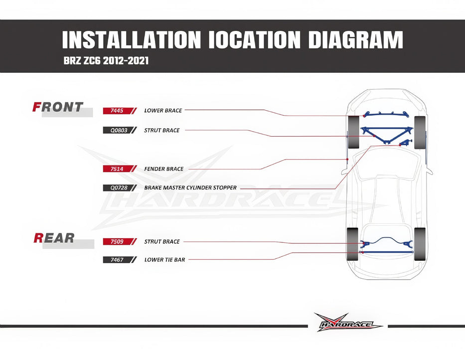 Hardrace Front Lower Brace Fits Most Subaru Models