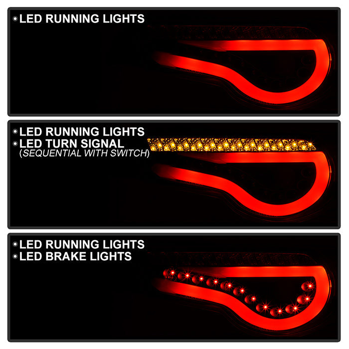 Spyder Taillights w/ Clear Lens, Black Base, White Bar & Sequential Turn Signal 2013-2021 BRZ / FRS / GT86