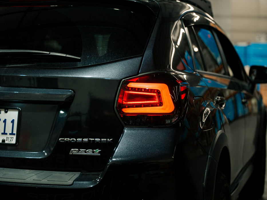 OLM CS Style LED Taillights Dark Smoke Lens, Black Reflector, White C-Bar 2013-2017 Crosstrek