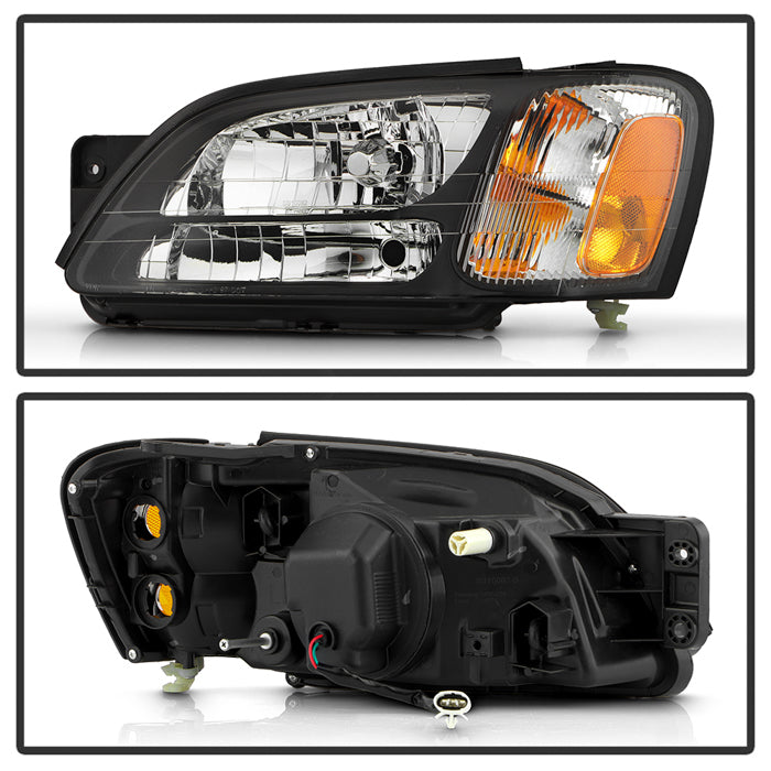 Akkon OE Style Headlights w/ Black & Chrome Base 00-04 Legacy GT / 00-04 Outback / 03-06 Baja Turbo