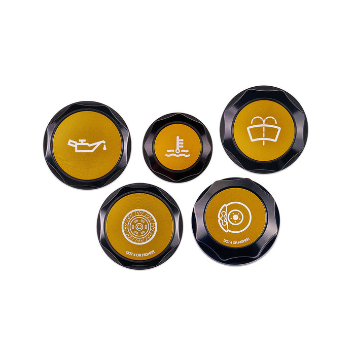 IAG Performance Revolve Engine Bay Dress Up Cap Kit Black w/ Gold Accent 2022-2024 WRX / 2013-2024 BRZ / 2013-2016 FRS / 2017-2020 GT86 / 2022-2024 GR86