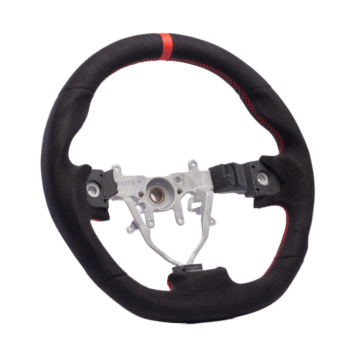Molded Innovations OEM Plus Style Suede Steering Wheel w/ Red Double Stitch and Red Stripe 2008-2014 WRX / 2008-2014 STI / 2009-2013 Forester / 2008-2011 Impreza / 2008-2009 Legacy / 2008-2009 Outback