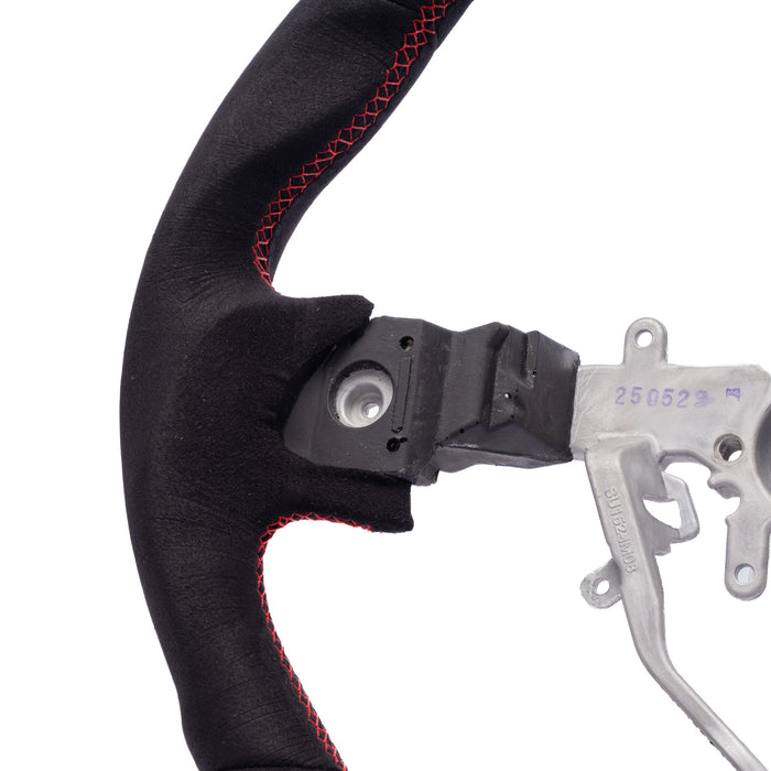 Molded Innovations OEM Plus Style Suede Steering Wheel w/ Red Double Stitch and Red Stripe 2008-2014 WRX / 2008-2014 STI / 2009-2013 Forester / 2008-2011 Impreza / 2008-2009 Legacy / 2008-2009 Outback