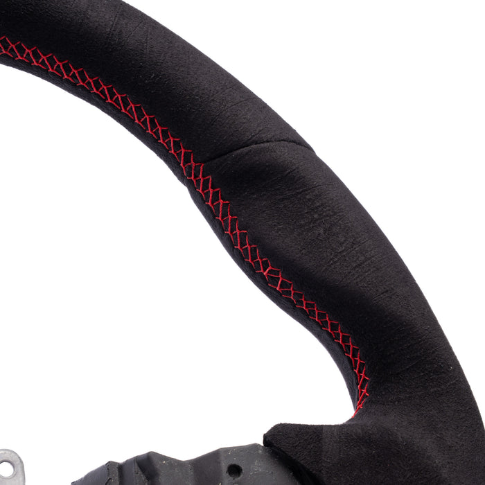 Molded Innovations OEM Plus Style Suede Steering Wheel w/ Red Double Stitch and Red Stripe 2008-2014 WRX / 2008-2014 STI / 2009-2013 Forester / 2008-2011 Impreza / 2008-2009 Legacy / 2008-2009 Outback