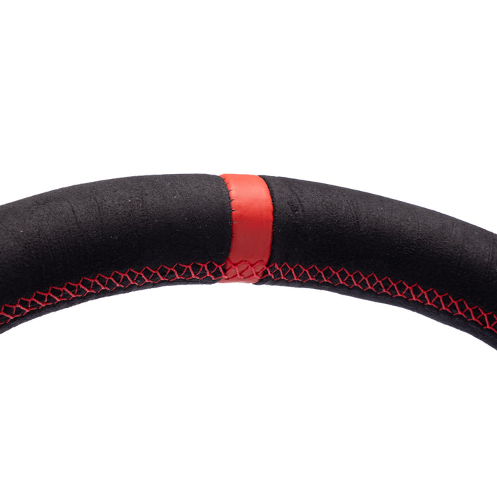 Molded Innovations OEM Plus Style Suede Steering Wheel w/ Red Double Stitch and Red Stripe 2008-2014 WRX / 2008-2014 STI / 2009-2013 Forester / 2008-2011 Impreza / 2008-2009 Legacy / 2008-2009 Outback