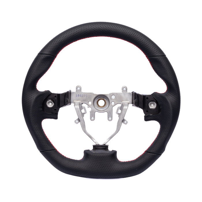 Molded Innovations OEM Plus Style Perforated Leather Steering Wheel w/ Red Stitching 2008-2014 WRX / 2008-2014 STI / 2009-2013 Forester / 2008-2011 Impreza / 2008-2009 Legacy / 2008-2009 Outback