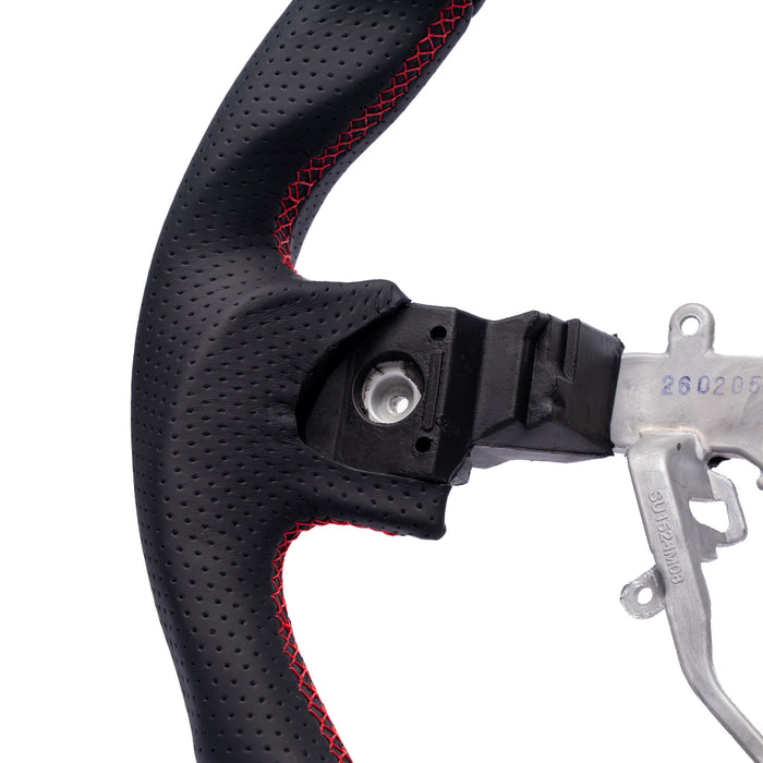 Molded Innovations OEM Plus Style Perforated Leather Steering Wheel w/ Red Stitching 2008-2014 WRX / 2008-2014 STI / 2009-2013 Forester / 2008-2011 Impreza / 2008-2009 Legacy / 2008-2009 Outback