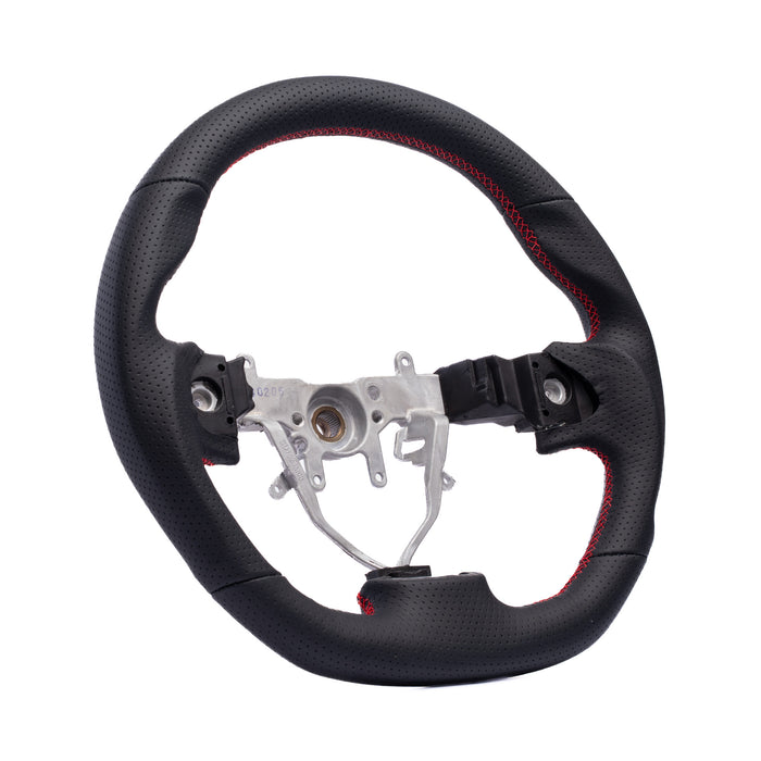 Molded Innovations OEM Plus Style Perforated Leather Steering Wheel w/ Red Stitching 2008-2014 WRX / 2008-2014 STI / 2009-2013 Forester / 2008-2011 Impreza / 2008-2009 Legacy / 2008-2009 Outback