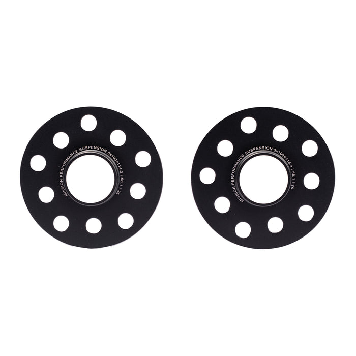 Mission ThickFit Slip On Wheel Spacer Pair 25mm 5x100 / 5x114.3 Anodized Black