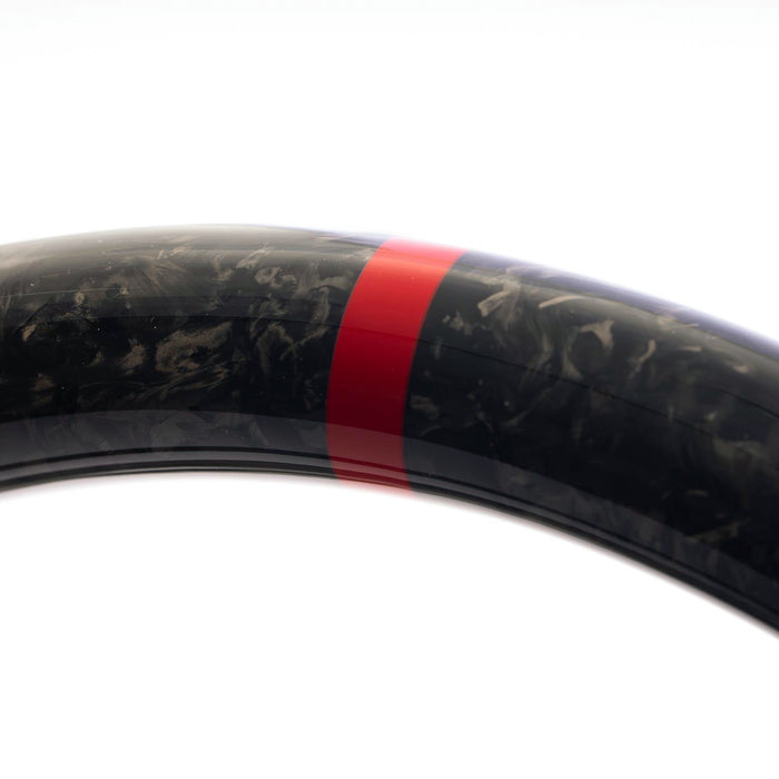 Molded Innovations Forged Carbon Fiber Steering Wheel w/ Perforated Leather Grip, Red Stripe and Red Stitching 2013-2016 BRZ / 2013-2016 FRS