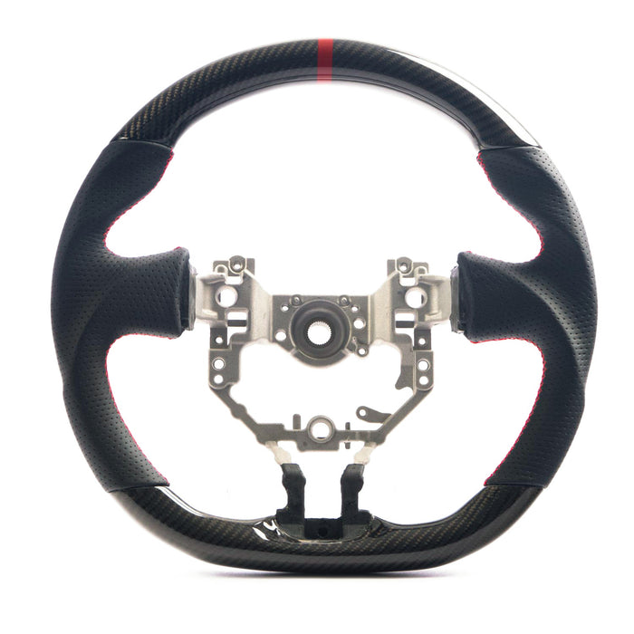 Molded Innovations Original Carbon Fiber Steering Wheel w/ Perforated Leather Grip, Red Stripe and Red Stitching 2013-2016 BRZ / 2013-2016 FRS