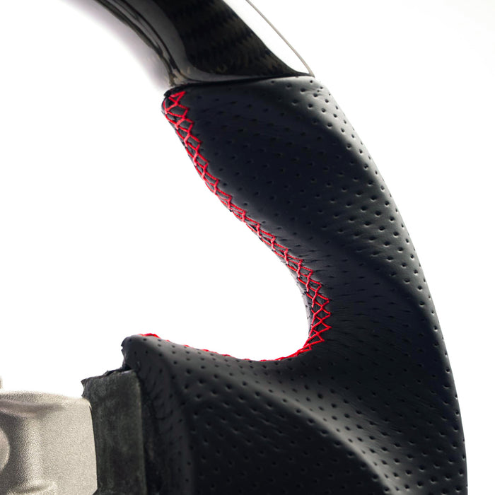 Molded Innovations Original Carbon Fiber Steering Wheel w/ Perforated Leather Grip, Red Stripe and Red Stitching 2013-2016 BRZ / 2013-2016 FRS