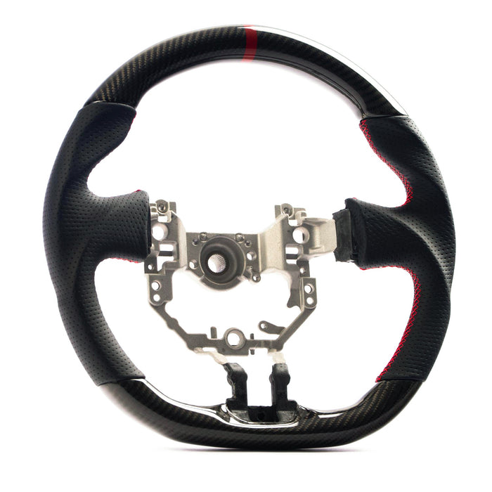 Molded Innovations Original Carbon Fiber Steering Wheel w/ Perforated Leather Grip, Red Stripe and Red Stitching 2013-2016 BRZ / 2013-2016 FRS