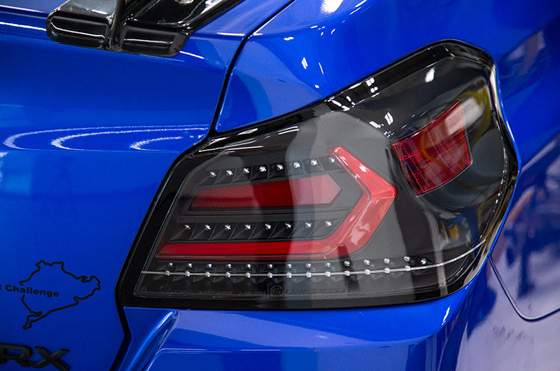 OLM Evolution Tail Lights Clear Lens, Black Base, Red Bar 2015-2021 WRX / STI