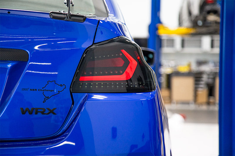 OLM Evolution Tail Lights Smoked Lens, Black Base, White Bar 2015-2021 WRX / STI