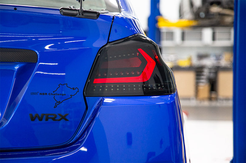 OLM Evolution Tail Lights Smoked Lens, Black Base, Red Bar 2015-2021 WRX / STI