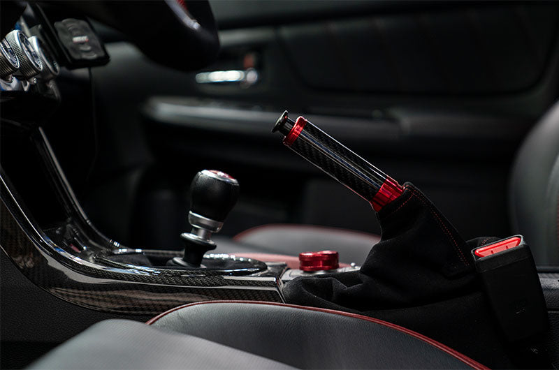 OLM Signature Series E-Brake Handle Black Carbon w/ Red 15-21 WRX / STI / 13-25 BRZ / FRS / 86