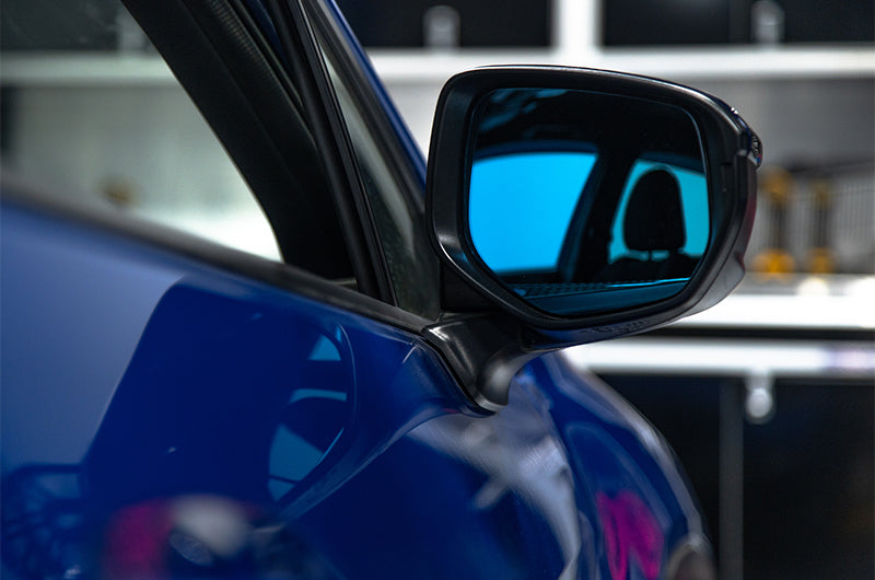 OLM Wide Angle Convex Mirrors w/ Turn Signals Defrosters Blue 2022-2025 WRX