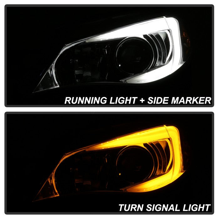 Akkon Projector Headlights w/ Chrome Base, DRL Light Bar & Switchback Turn Signal 08-14 WRX / 08-14 STI - Halogen Models Only