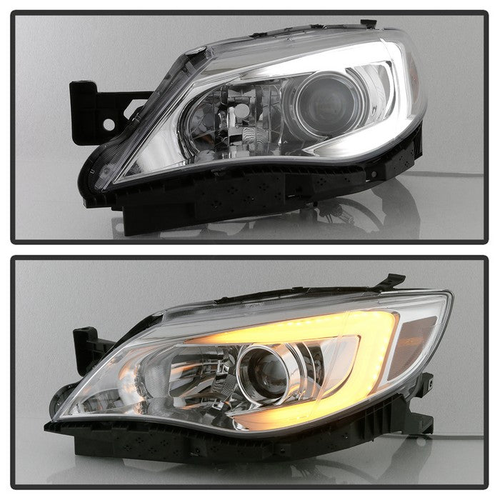Akkon Projector Headlights w/ Chrome Base, DRL Light Bar & Switchback Turn Signal 08-14 WRX / 08-14 STI - Halogen Models Only