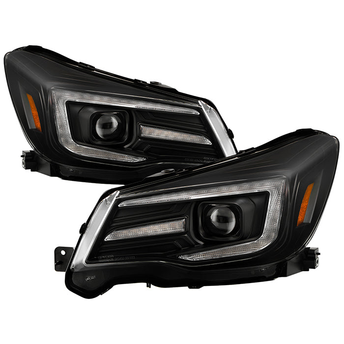 Spyder Signature Projector Headlights w/ Black Base, Sequential LED Turn Signal & Switch Back Light Bar 2014-2016 Forester Xenon / HID Models Only