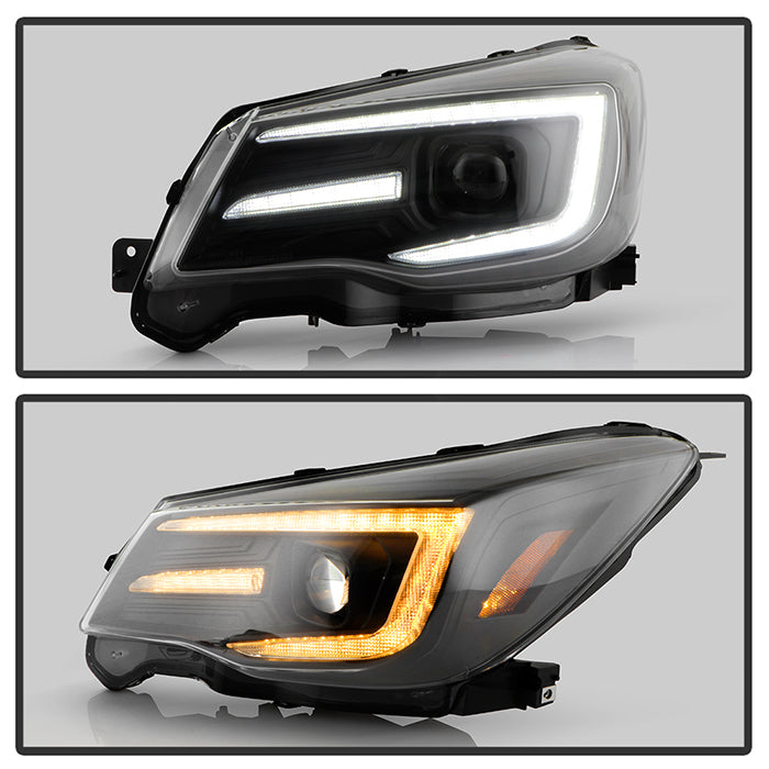 Spyder Signature Projector Headlights w/ Black Base, Sequential LED Turn Signal & Switch Back Light Bar 2014-2016 Forester Xenon / HID Models Only