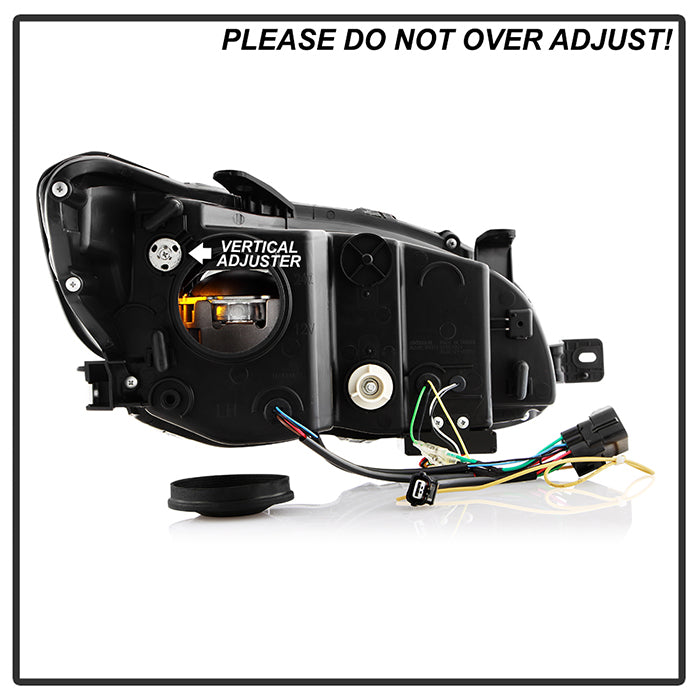 Spyder Apex LED Headlights w/ Black Base & Sequential Switch Back Light Bar 2015-2021 WRX LED Models Only