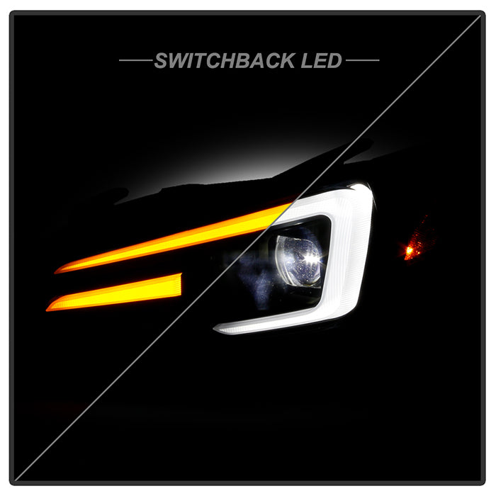 Spyder Apex LED Headlights w/ Black Base & Sequential Switch Back Light Bar 2015-2021 WRX LED Models Only