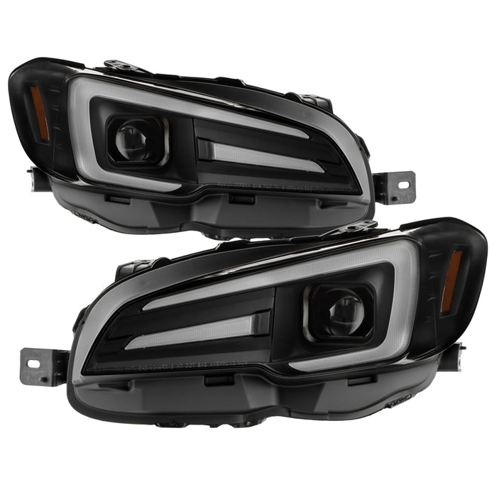 Spyder Apex LED Headlights w/ Black Base & Sequential Switch Back Light Bar 2018-2021 WRX SRH Models Only