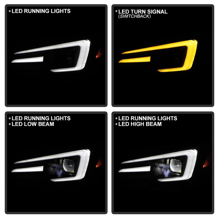 Spyder Apex LED Headlights w/ Black Base & Sequential Switch Back Light Bar 2018-2021 WRX SRH Models Only
