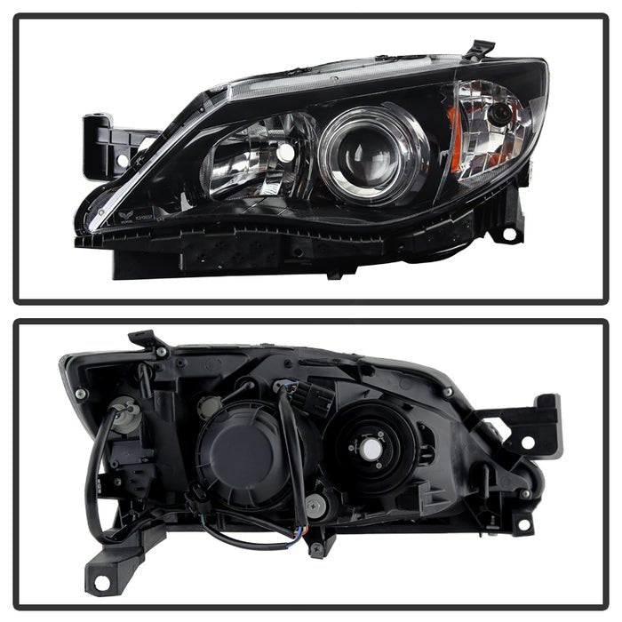 Akkon Headlights w/ Black Base 08-14 WRX / 08-14 STI / 08-11 Outback Sport - Halogen Models Only - HD-JH-SI08-AM-BK - Subimods.com