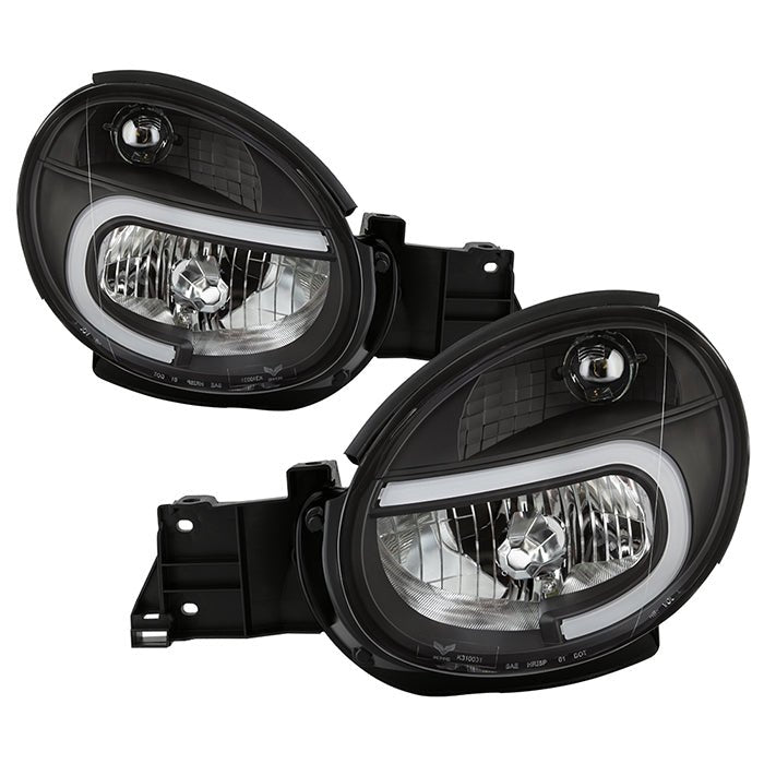 Akkon Headlights w/ Black Base & Light Tube DRL 2002-2003 WRX - HD-JH-SI02-LB-BK - Subimods.com