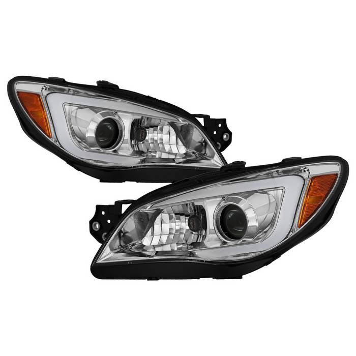 Akkon Projector Headlights w/ Chrome Base & Light Bar DRL 06-07 WRX / 06-07 STI - Halogen Models Only - PRO-JH-SWRX06-LB-C - Subimods.com