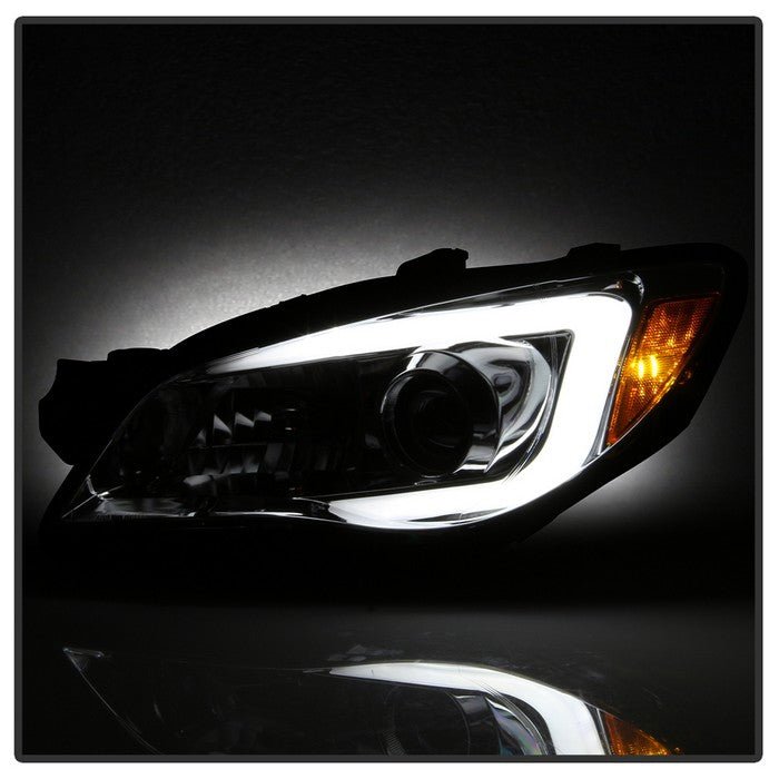 Akkon Projector Headlights w/ Chrome Base & Light Bar DRL 06-07 WRX / 06-07 STI - Halogen Models Only - PRO-JH-SWRX06-LB-C - Subimods.com