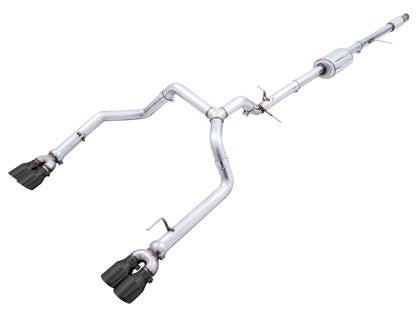 AWE 0FG Catback Split Rear Exit Exhaust (With Bumper Cutouts) w/ Diamond Black Tips 2019 - 2024 Chevrolet Silverado 1500 / 2019 - 2024 GMC Sierra 1500 - 3015 - 43202 - Subimods.com