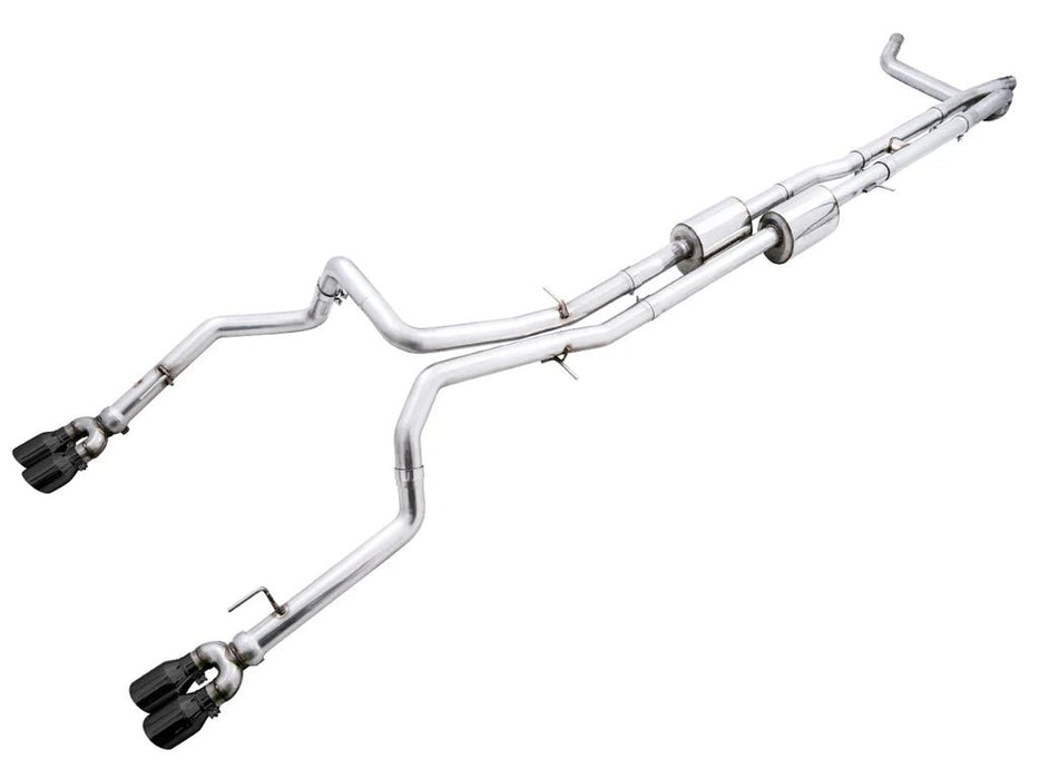AWE 0FG Catback Split Rear Exit Exhaust (With Bumper Cutouts) w/ Diamond Black Tips 2019 - 2025 Chevrolet Silverado 1500 / 2019 - 2025 GMC Sierra 1500 - 3015 - 43204 - Subimods.com