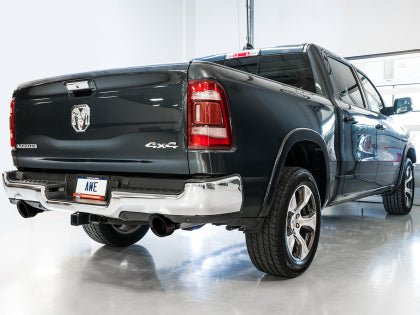 AWE 0FG Dual Rear Exit Exhaust (With Bumper Cutouts) w/ Diamond Black Tips 2019 - 2024 RAM 1500 - 3015 - 33006 - Subimods.com