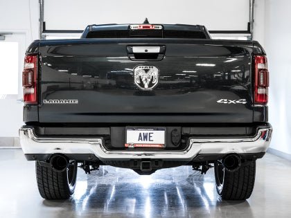 AWE 0FG Dual Rear Exit Exhaust (With Bumper Cutouts) w/ Diamond Black Tips 2019 - 2024 RAM 1500 - 3015 - 33006 - Subimods.com