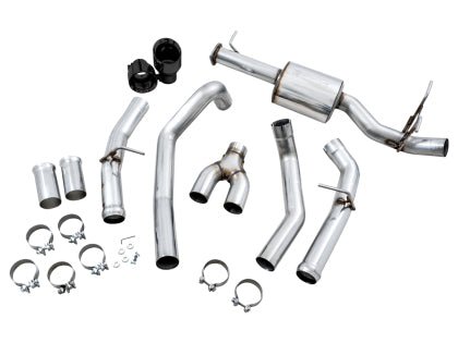 AWE 0FG Dual Rear Exit Exhaust (With Bumper Cutouts) w/ Diamond Black Tips 2019 - 2024 RAM 1500 - 3015 - 33006 - Subimods.com