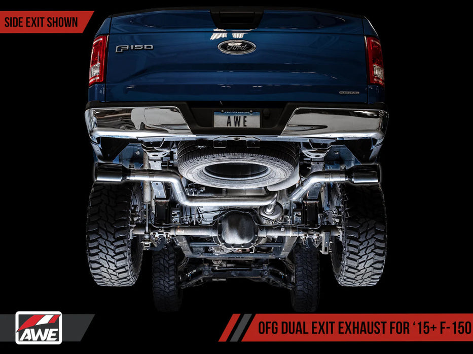 AWE 0FG Single Exit Catback Exhaust w/ Diamond Black Tips 2015 - 2020 Ford F - 150 - 3015 - 23058 - Subimods.com