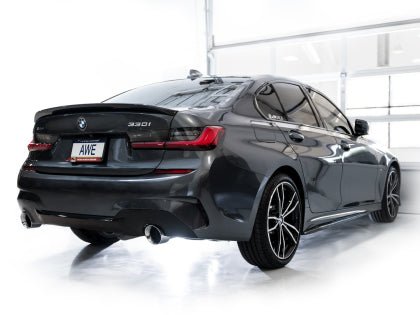 AWE Track Edition Axleback Exhaust w/ Chrome Silver Tips 2019 - 2024 BMW 330i / 2021 - 2024 BMW 440i - 3020 - 32429 - Subimods.com
