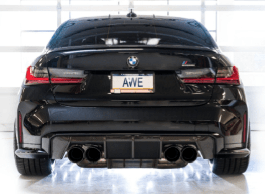 AWE Track Edition Catback Exhaust w/ Diamond Black Tips 2021 - 2025 BMW M3 / M4 - 3020 - 42482 - Subimods.com