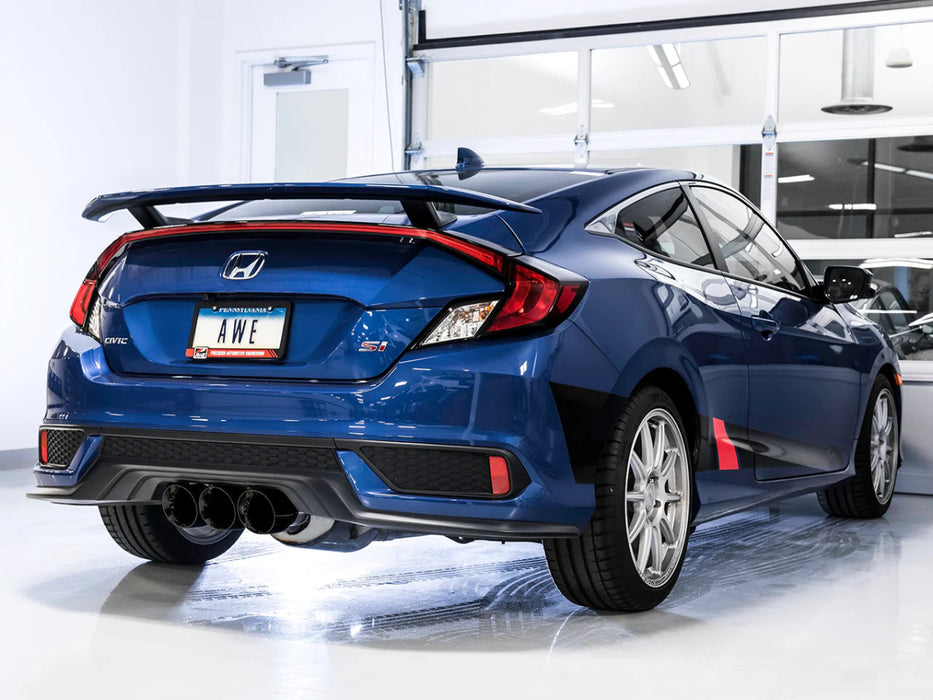 AWE Track Edition Catback Exhaust w/ Triple Diamond Black Tips 2017-2020 Honda Civic Si - 3020-53010 - Subimods.com