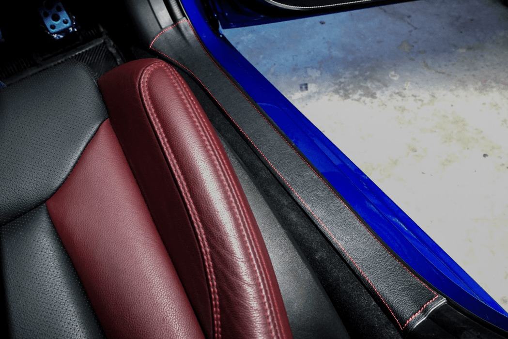 Axis Parts Door Sill Kick Guard Razor Pattern w/ Red Stitching 2022 - 2024 WRX - DSG-SLVN-007 - Subimods.com