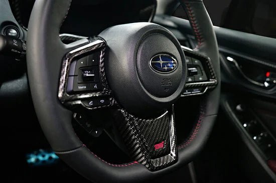 Axis Parts Dry Carbon Steering Wheel Trim Covers for use w/ JDM Lower Trim Cover 2022 - 2024 WRX - ST - 644A - Subimods.com