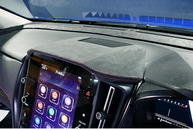 Axis Parts Ultrasuede Infotainment Hood Cover Black w/ Red Stitching 2022 - 2024 WRX / 2024 - 2025 Crosstrek / 2024 - 2025 Impreza - ST-693USAB - Subimods.com