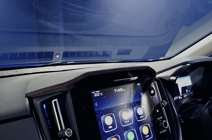 Axis Parts Ultrasuede Infotainment Hood Cover Black w/ Red Stitching 2022 - 2024 WRX / 2024 - 2025 Crosstrek / 2024 - 2025 Impreza - ST-693USAB - Subimods.com